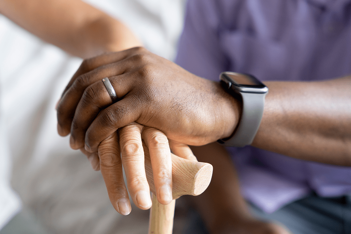 social worker taking care of old woman